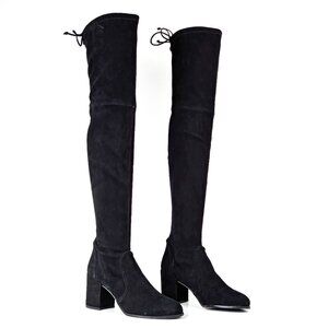 Stuart Weitzman Women Lowland Heel Black Suede OTK fashion Boots size 9.5